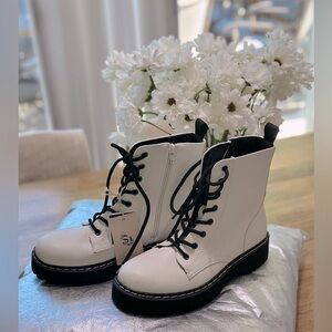 Steve Madden White Combat Boots
